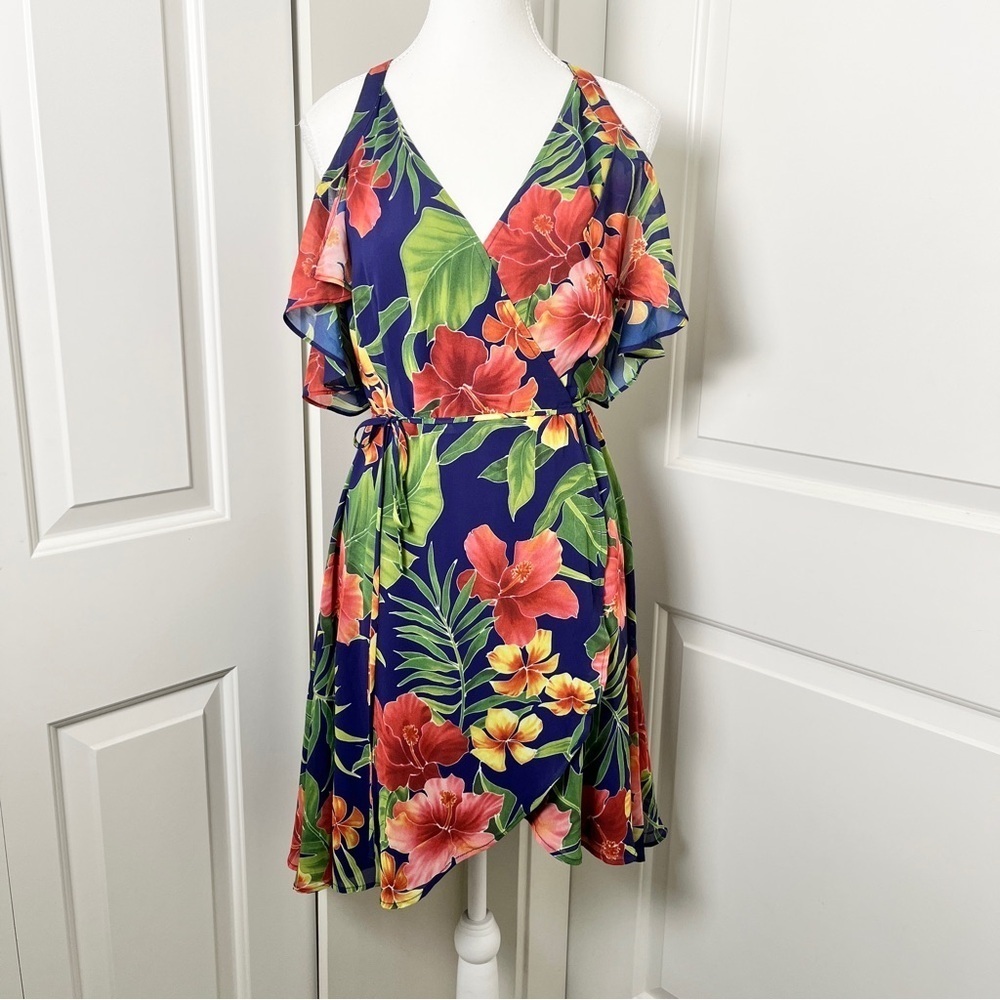 Privacy Please x Revolve Delta Tropical Floral Wrap Dress - Small
